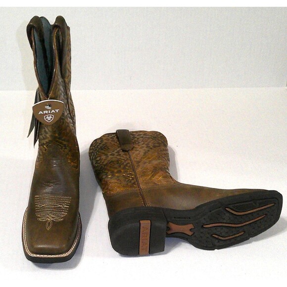 New NWT NIB Boots Womens 7 Ariat Round Up Western Metallic Copper Blanket Emboss - Picture 3 of 8